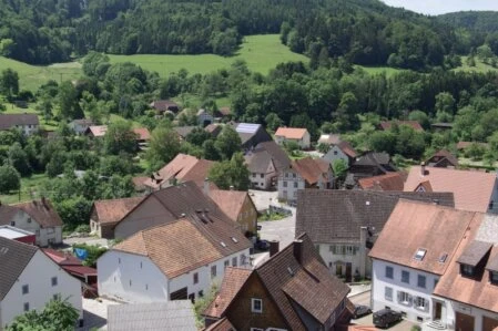 Blick vom Kirchturm über Schwaningen